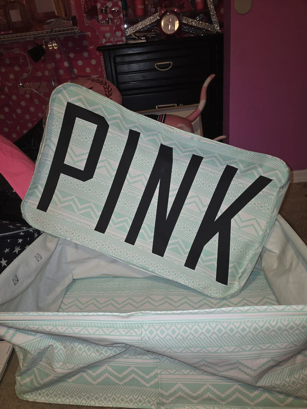 PINK Mint Geo Travel Organizer - Bold Logo